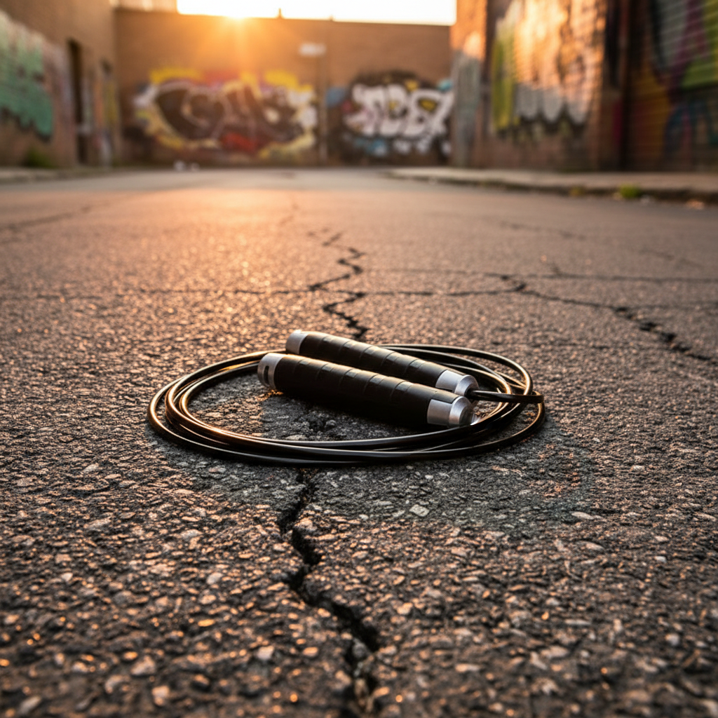 Jump rope urban street golden hour